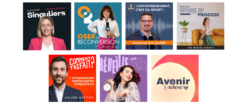 Exemples de podcasts sur lesquels haut comme 3 comm a décroché des interviews pour ses clients en relations media