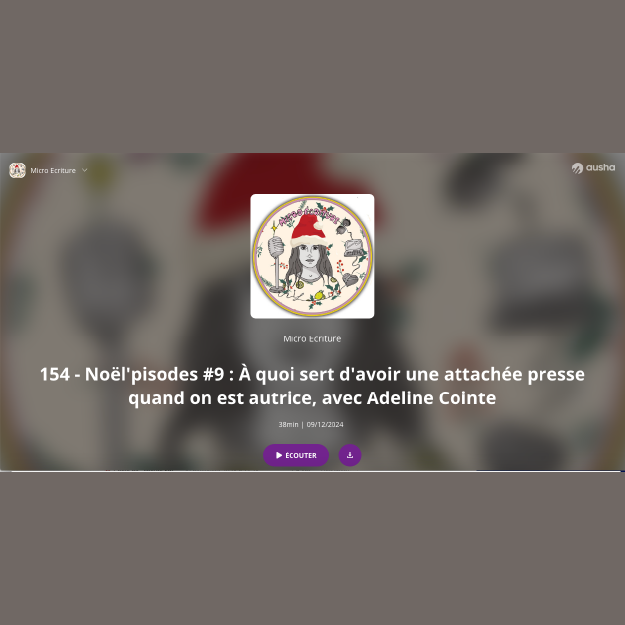 Femme aux cheveux noirs coiffée d'un bonnet rouge de Noël, illustration du podcast Micro Écriture sur le rôle d'attachée de presse pour autrice