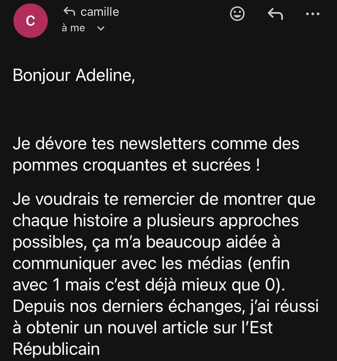 avis sur la newsletter pour structurer notoriété médiatique par Adeline Cointe2